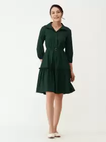 Shirt Collar Crepe Shirt Dress