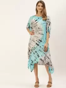 Tie and Dye Kaftan Midi Dress