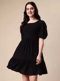 Puff Sleeves Georgette Dress