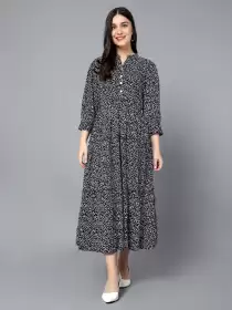 Printed Tiered Midi Dress