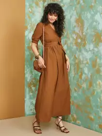 Puff Sleeved Cotton Maxi Dress