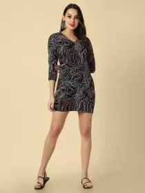 Abstract Printed Bodycon Dress