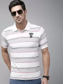 Men Striped Polo Collar T-shirt