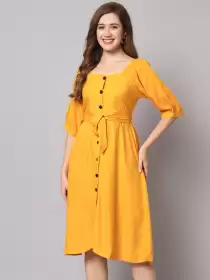 A-Line Midi Dress With Belt