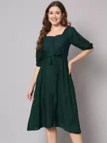 Puff Sleeves A-Line Dress