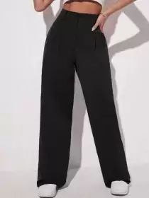 Women Pleated Parallel Trouser