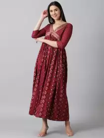 Printed V-Neck Maxi Dress