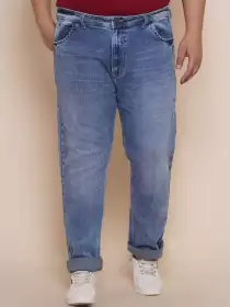 Men Plus Size Mid-Rise Jeans