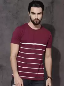 Striped Round Neck Pure Cotton T-shirt