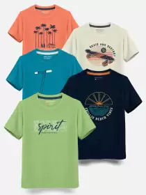 Boys Pack Of 5 Cotton T-shirt