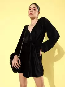 Velvet Wrap Mini Dress