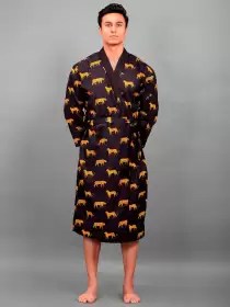 Men Printed Pure Cotton Bath Robe