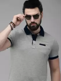 Men Colourblocked Polo Collar T-shirt