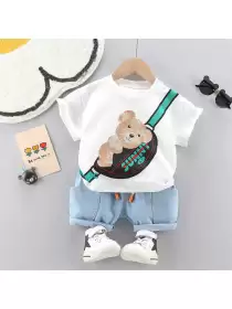 Boys Printed T-shirt with Shorts - image 2