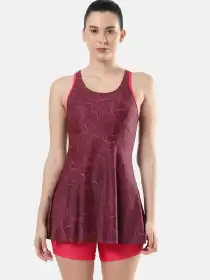 Printed Swimdress With Boyleg