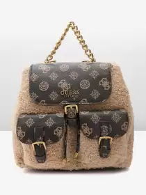 Women Faux Fur Trim Backpack