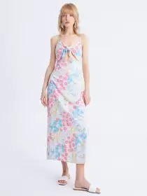 Floral Print A-Line Midi Dress
