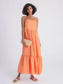 Striped A-Line Maxi Dress