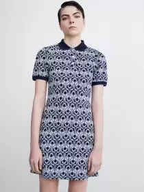 Knitted Printed Polo Dress