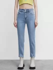 Straight Fit Slit Hem Jeans