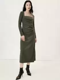 Ruched Sheath Midi Dress