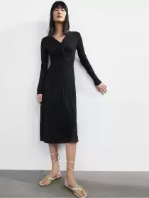 Twisted Front Midi Dress