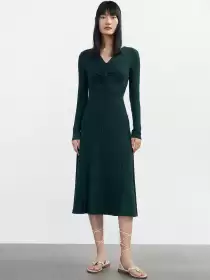 Twist Front Knitted Midi Dress