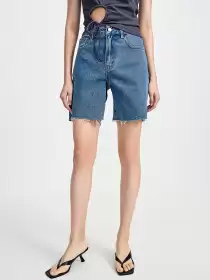 Women Frayed Denim Shorts