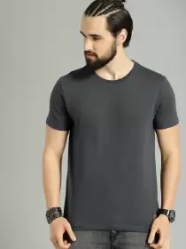 Men Solid Round Neck Pure Cotton T-shirt