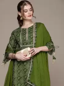 Women Printed Kurta with Palazzos With Dupatta