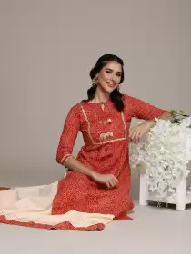 Women Printed Kurta with Skirt