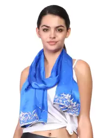Women Satin Embroidered Stole