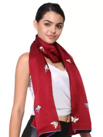 Women Satin Embroidered Stole