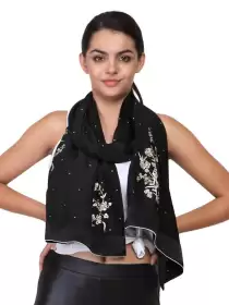 Women Satin Embroidered Stole