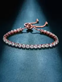 Women Cubic Zirconia Rose Gold-Plated Charm Bracelet
