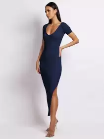 V-Neck Bodycon Maxi Dress