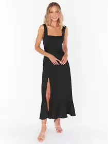 Square Neck A-Line Midi Dress