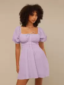Puff Sleeves Empire Mini Dress