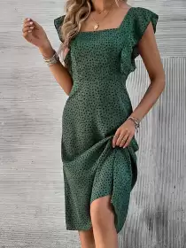 Printed A-Line Midi Dress