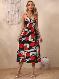 Floral Print A-Line Midi Dress