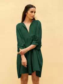 Tie-Up Neck A-Line Dress