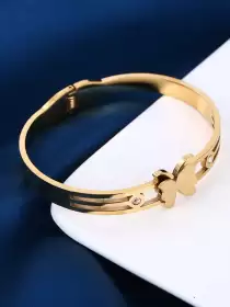 Women Cubic Zirconia Gold-Plated Bangle-Style Bracelet