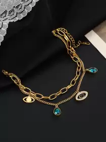 Women Cubic Zirconia Gold-Plated Link Bracelet