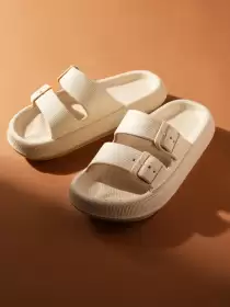 Women Buckles Open Toe Flats