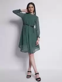 Printed Fit & Flare Dress