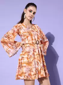 Printed Fit & Flared Dress