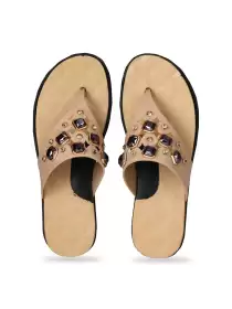 Women Embellished Thong Flip-Flops