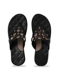 Women Embellished Thong Flip-Flops
