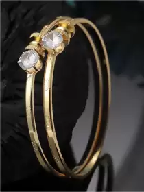 Women 2 Brass American Diamond Handcrafted Gold-Plated Bracelet