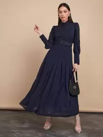 Shirt Collar Checked Dress